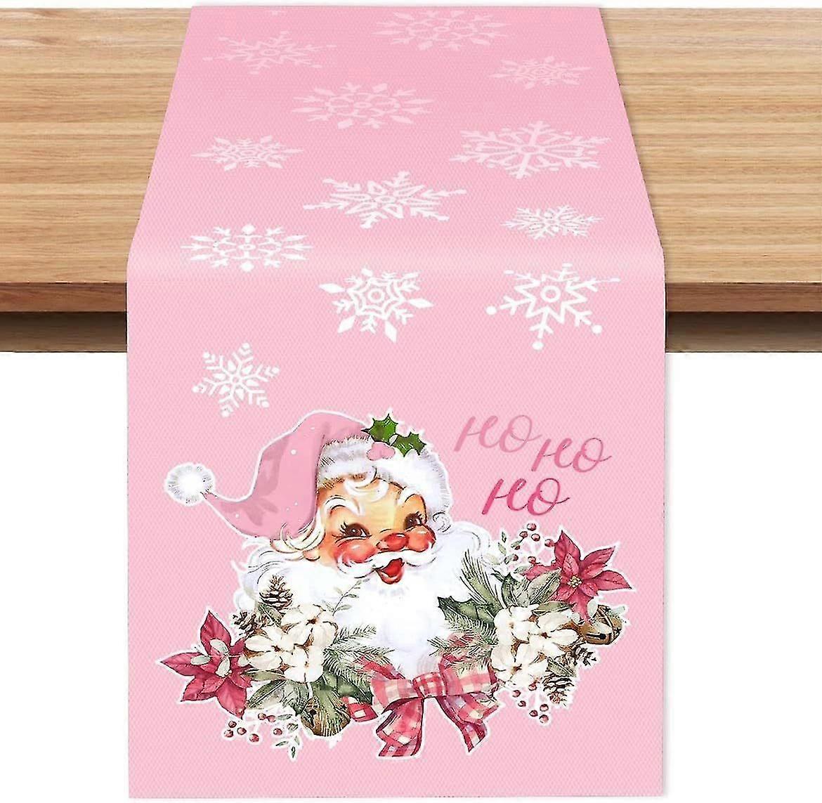 1pc, Lin Table Runner, Christmas Theme Table Runner, julepynt, Santa Claus Winter