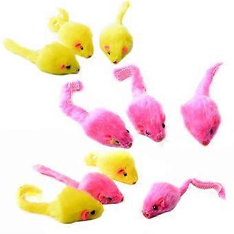 3 x 10Pcs Plush Simulation Mouse with Sound Pet Cat Play Scratch Interactive Toy 26-27s