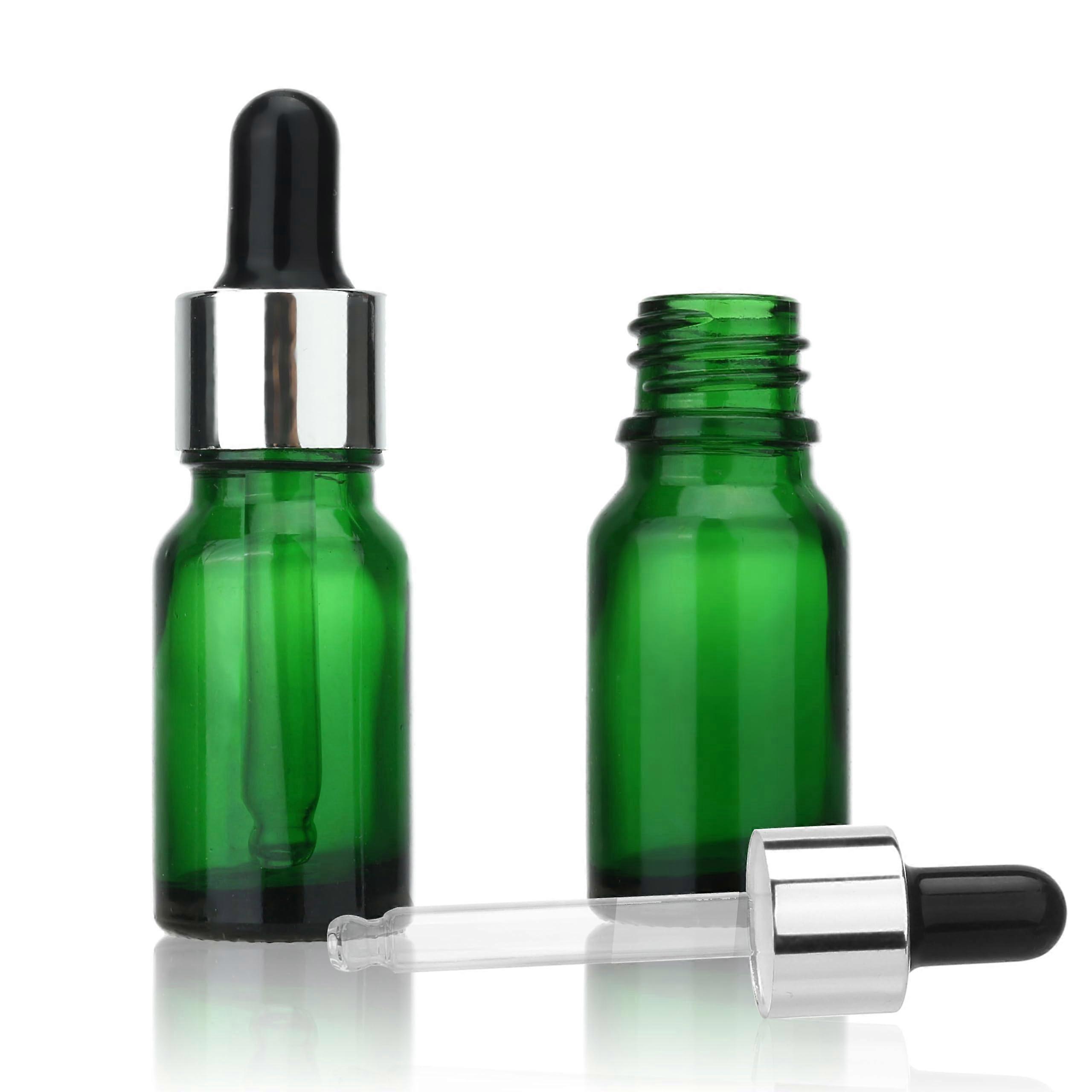 30 Pcs Empty 10ml Green Glass Dropper Bottles for Essential Oils with LeakProof Refillable Design