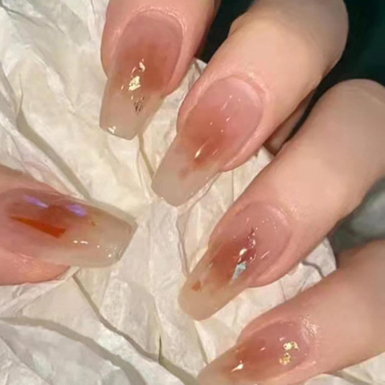 24pc Long TShaped Reusable Press On Nails Set with Natural Seamless Look and Multiple Sizes