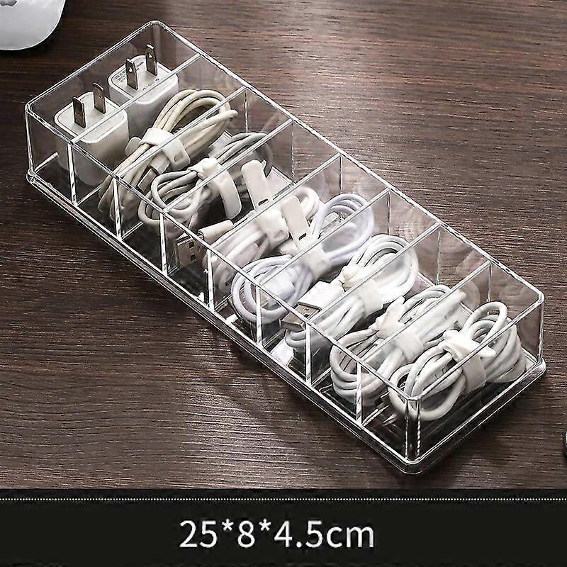 Cable Storage Box Transparent Plastic Data Line Storage Container Dust-proof Headset Data Charging Line Accessories Organizer