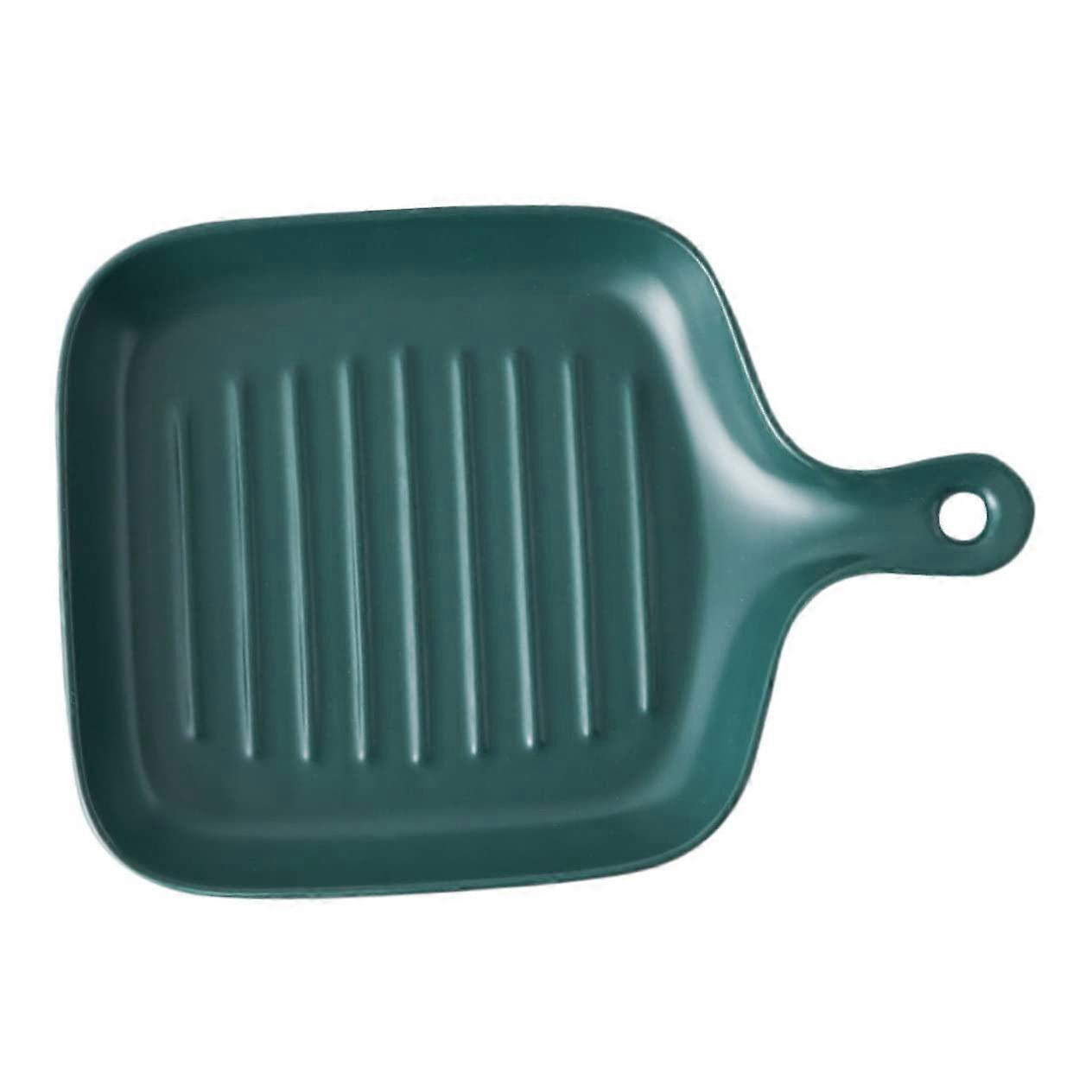 Ceramic Baking Tray with Handle for Bread Pizza Lasagna Vegetables Nordic Style Green Pan