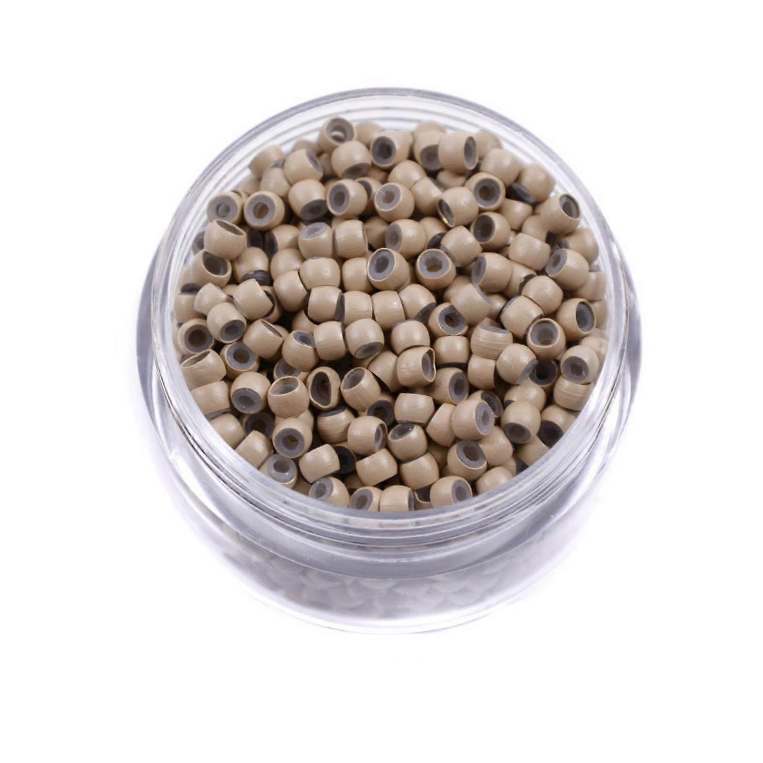 Light Brown 3mm Silicone Lined Aluminium Micro Ring Hair Extensions Beads 500pcs Secure Hold