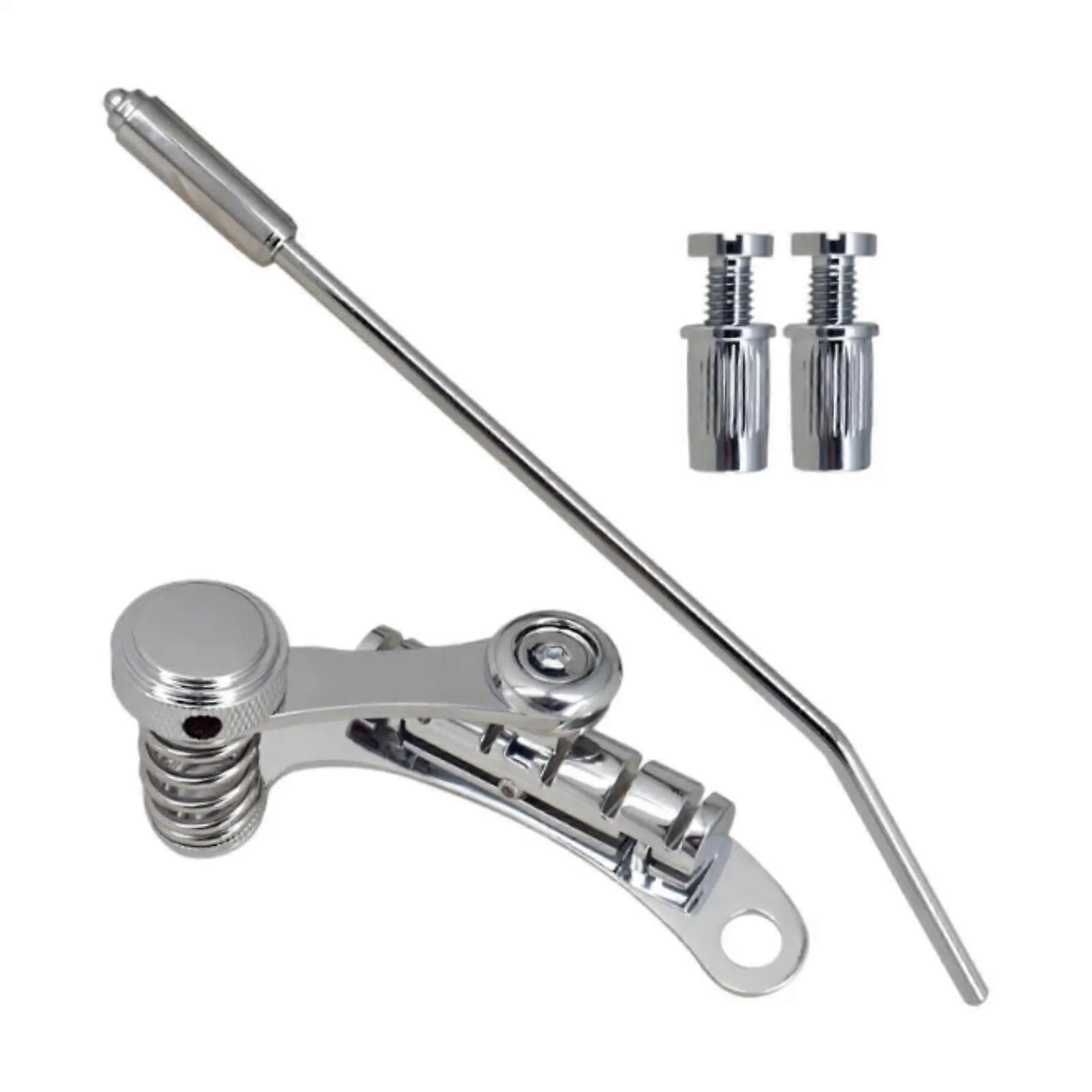 Silver Electric Guitar Bridge with Roller Saddles for Stable Tuning and Reduced String Breakage