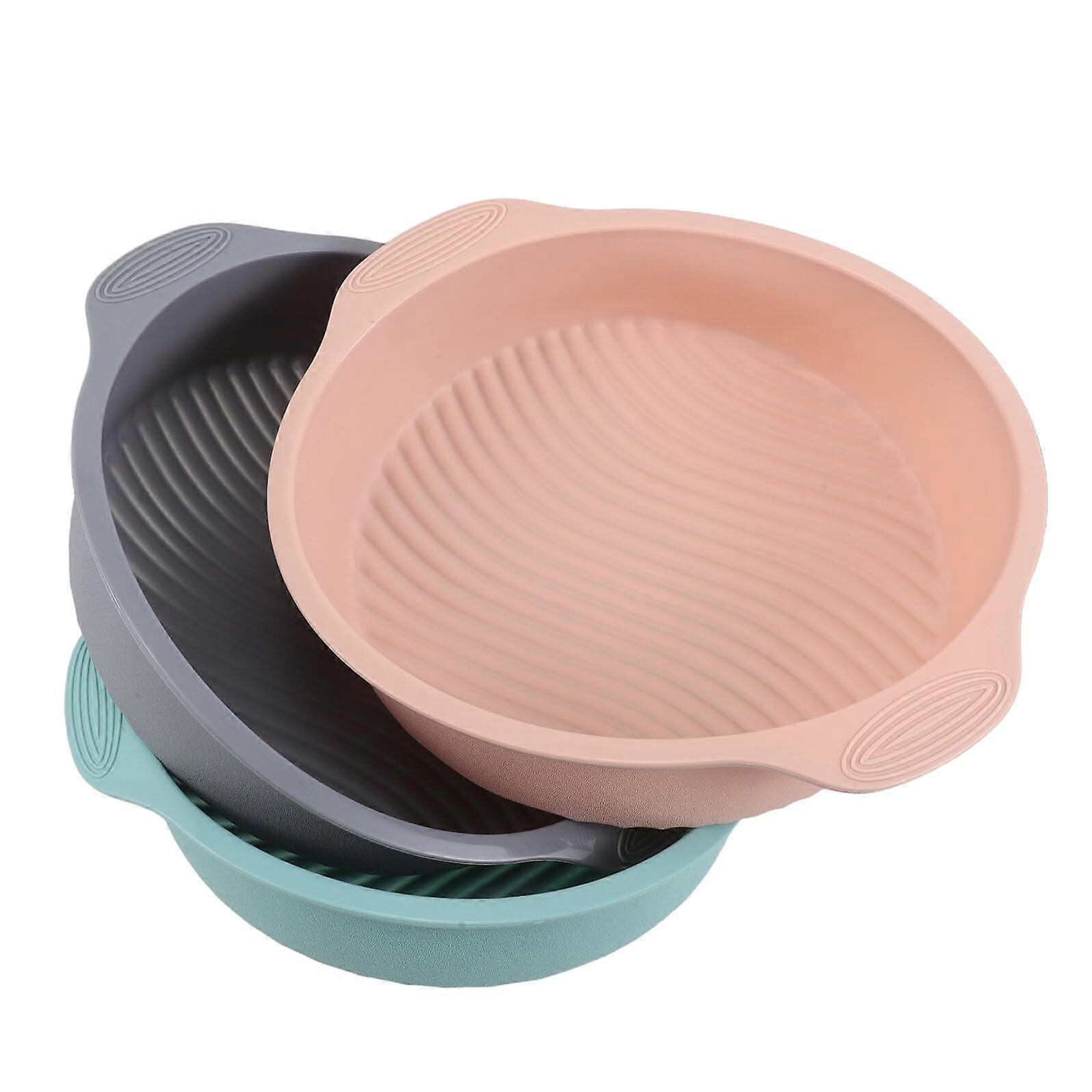 3pcs Silicone Cake Pans NonStick Round Baking Mold HeatResistant Wave Pattern for Bread and Desserts