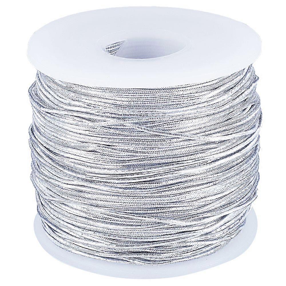 1 Roll Round Polyester Elastic Cord for Jewelry Gift Packaging Silver 1mm 110m/Roll