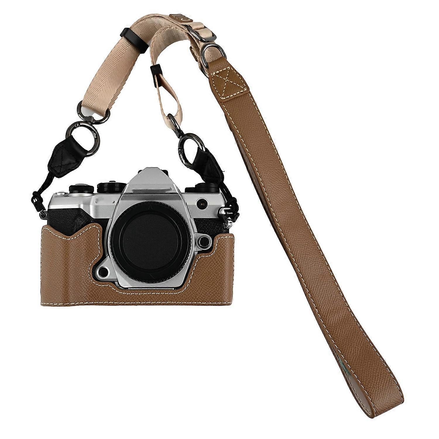 For Olympus OM-5 Mark II Camera Case with Shoulder Strap Leather Cover