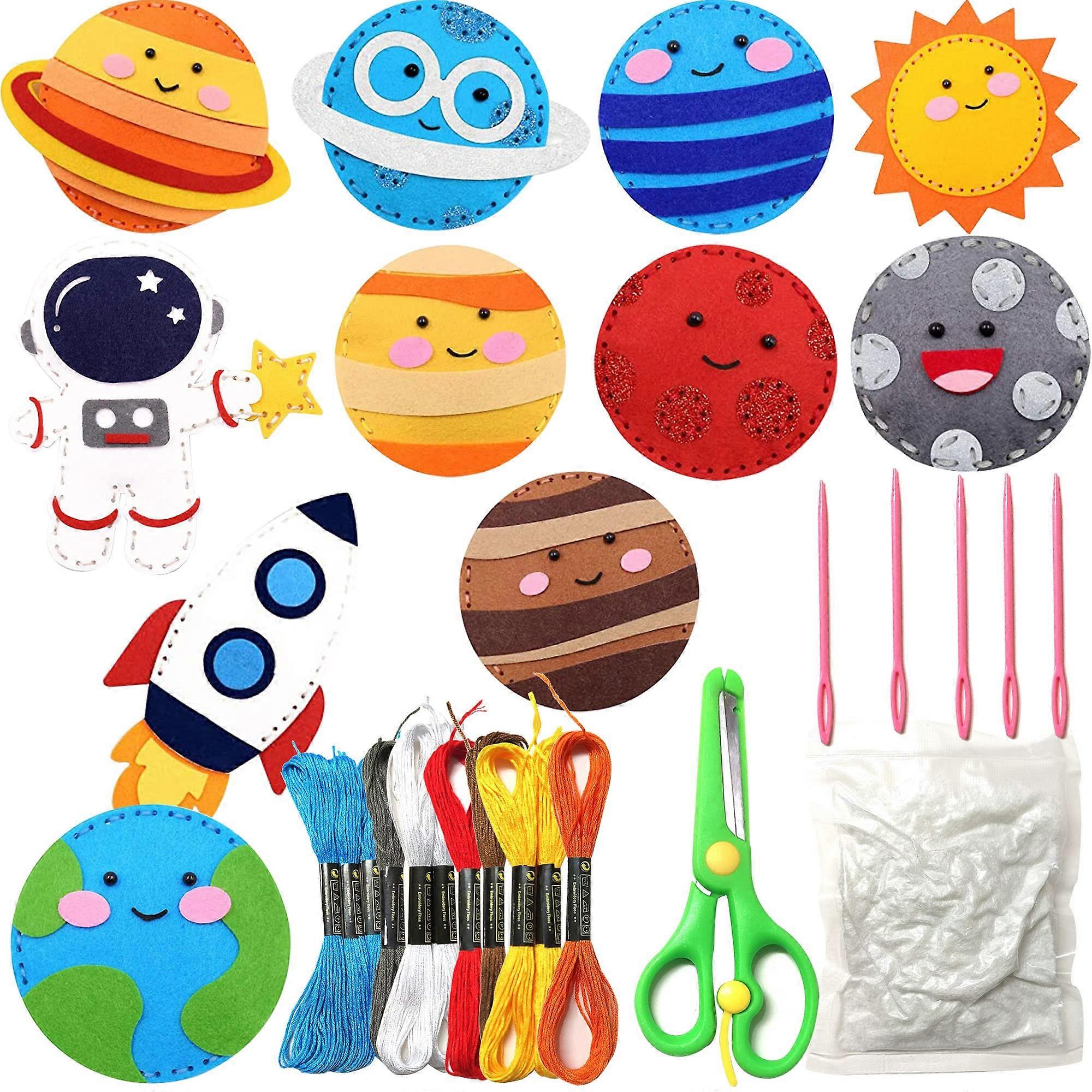 Felt Solar System Craft Kit for Kids Beginner Friendly Sewing Set with Educational Space Activity