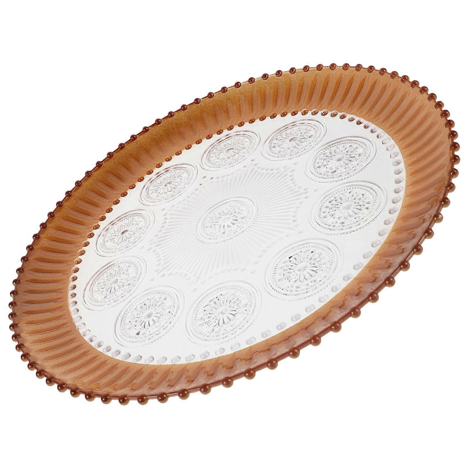 Serving Plate Round Snacks Platter with Gold Trim for