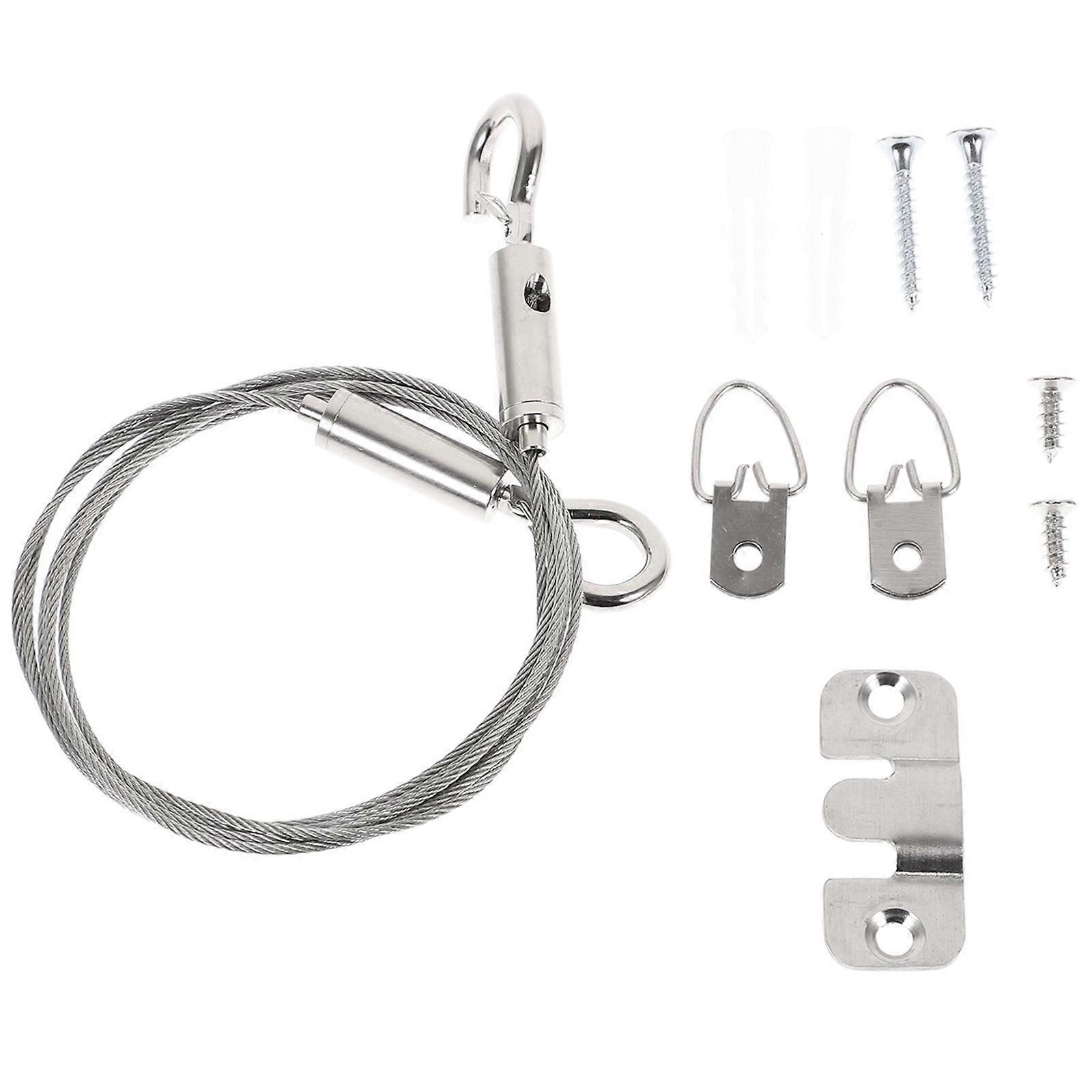 Wire Rope Hanging Kit for Hanging 2Sets Picture Hangers Silver Hooks