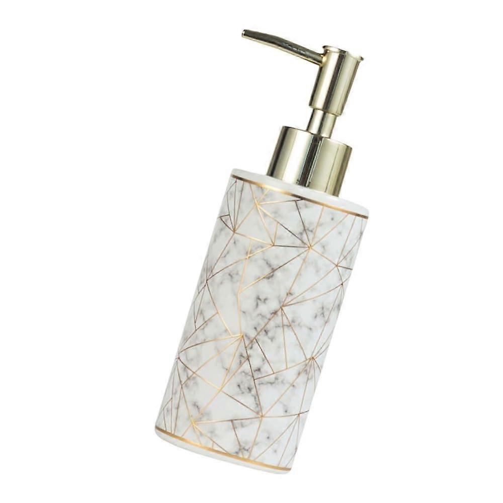 White Marble Ceramic Soap Dispenser 300ml Bathroom Lotion Pump with Durable Ceramic Body