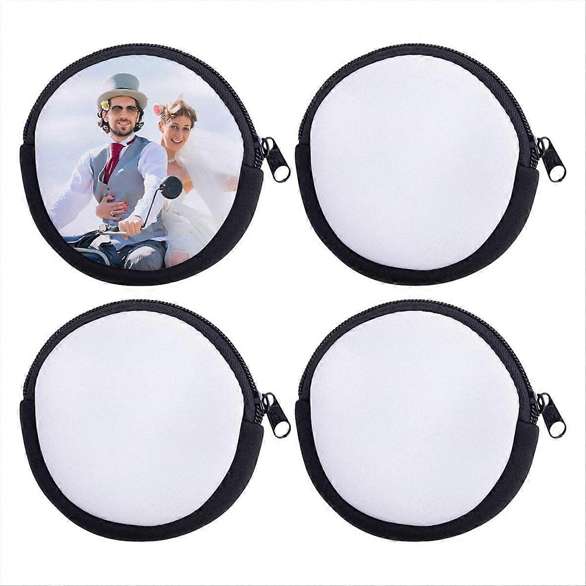 Lot de 4 porte-monnaie vierges à sublimation, sacs thermofusibles avec fermeture éclair pour loisirs créatifs