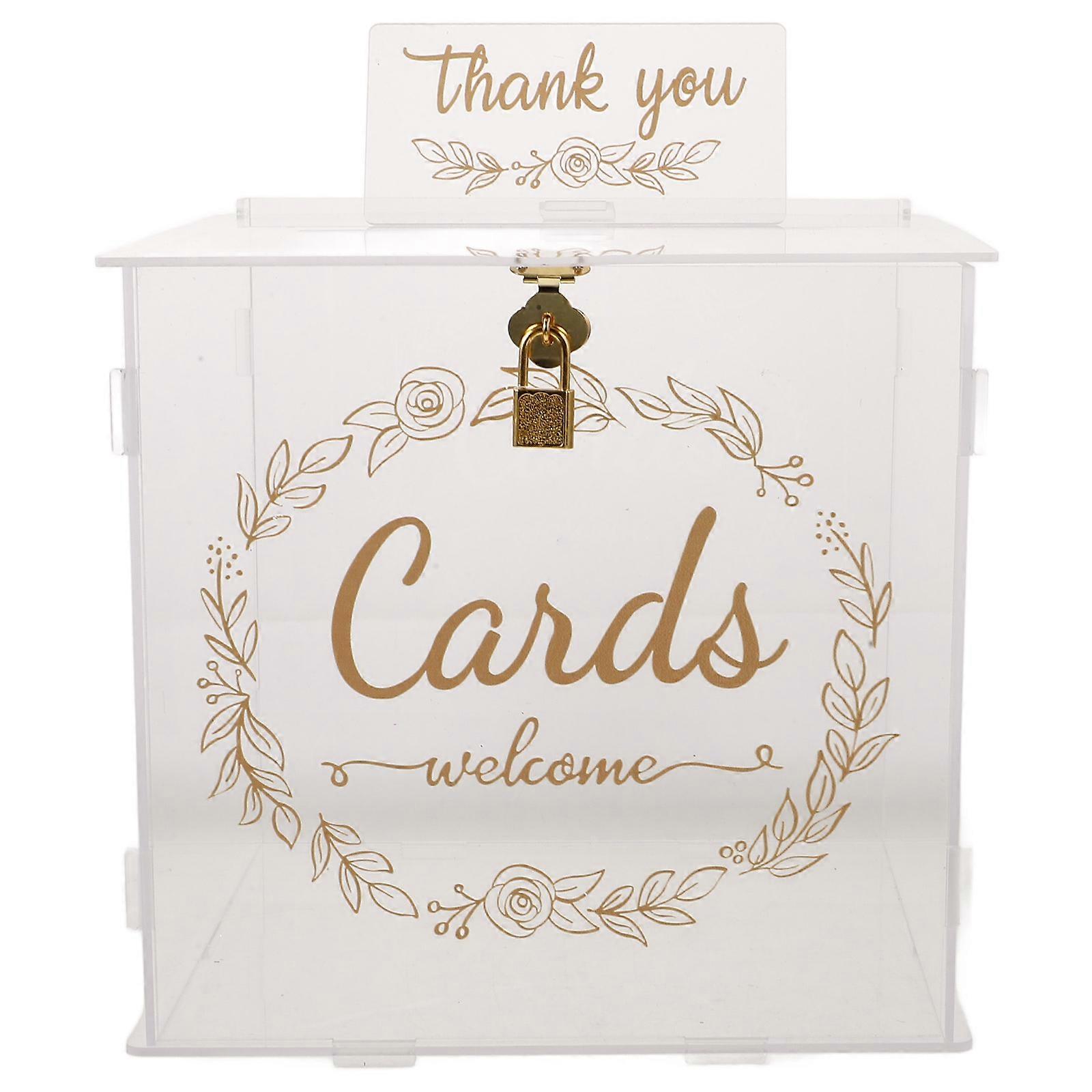 Wedding Card Box Acrylic Case with Lock for Storage Use Clear Multi