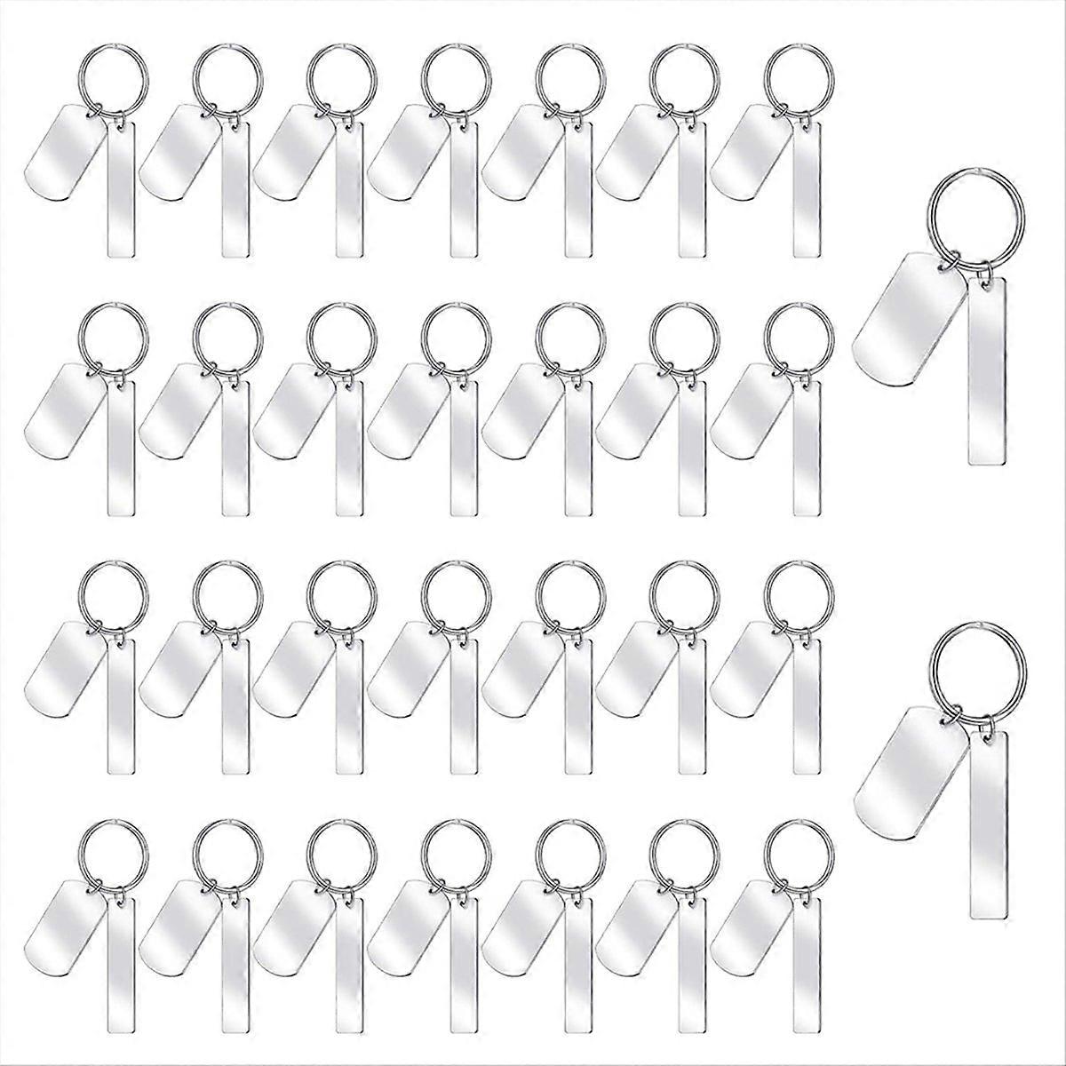 30Pcs Engravable Metal Keychain Blank Rectangle Metal Stamping Blanks