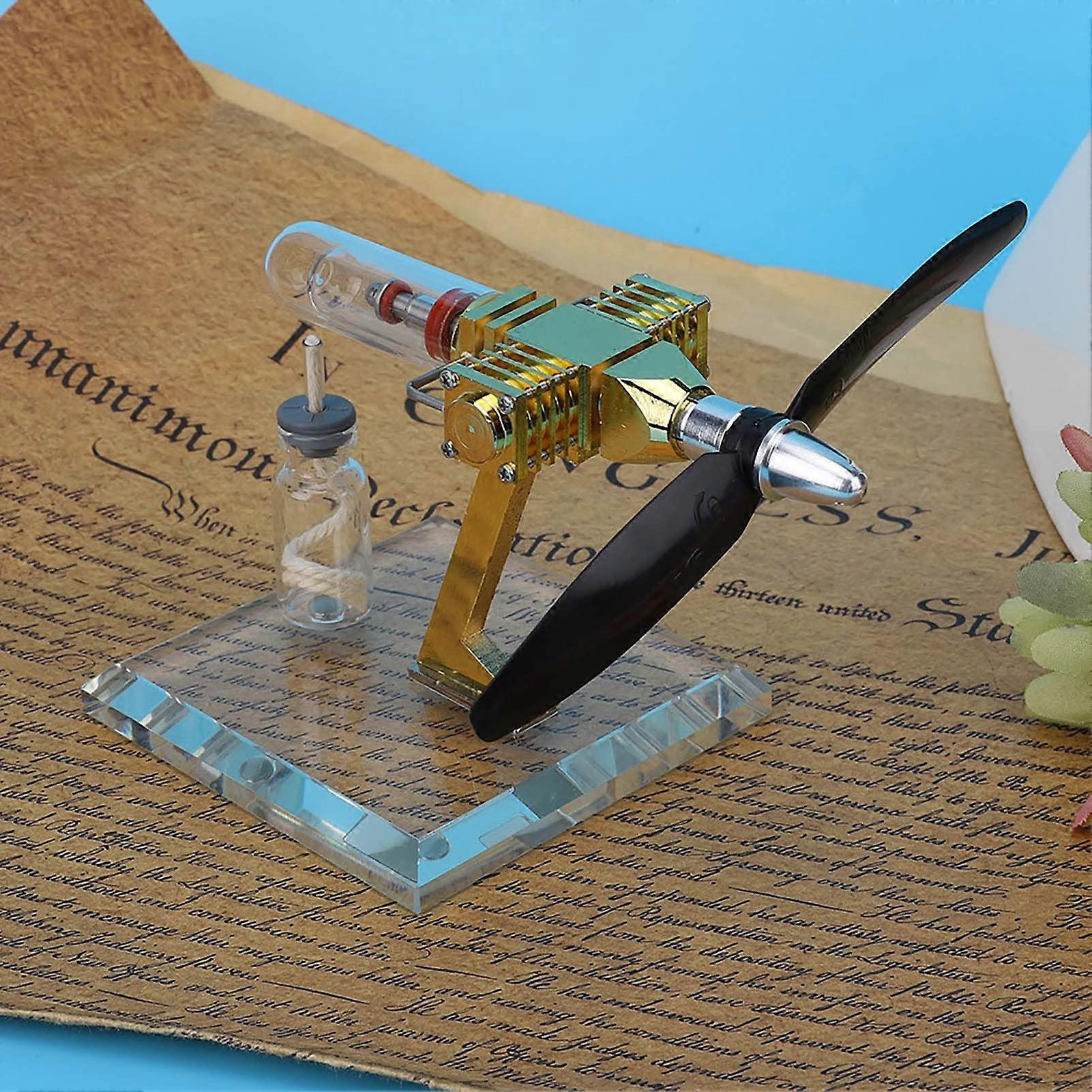 Stirling Engine Model with Aircraft Propeller, Speed Rotation for Science Experiments and Teaching