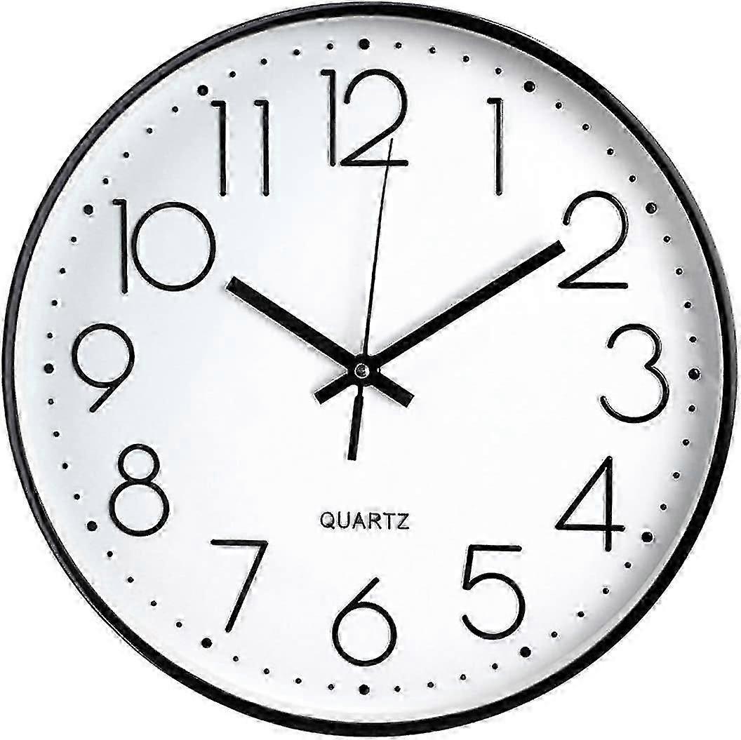 Modern Wall Clock, Silent, Large Black Dial