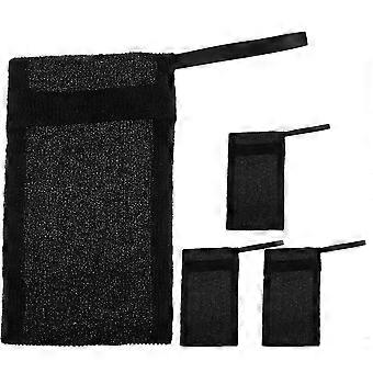 Bathing Soap Bags for Bar Soap Gentle Texture 4Pcs Black Nylon Fiber