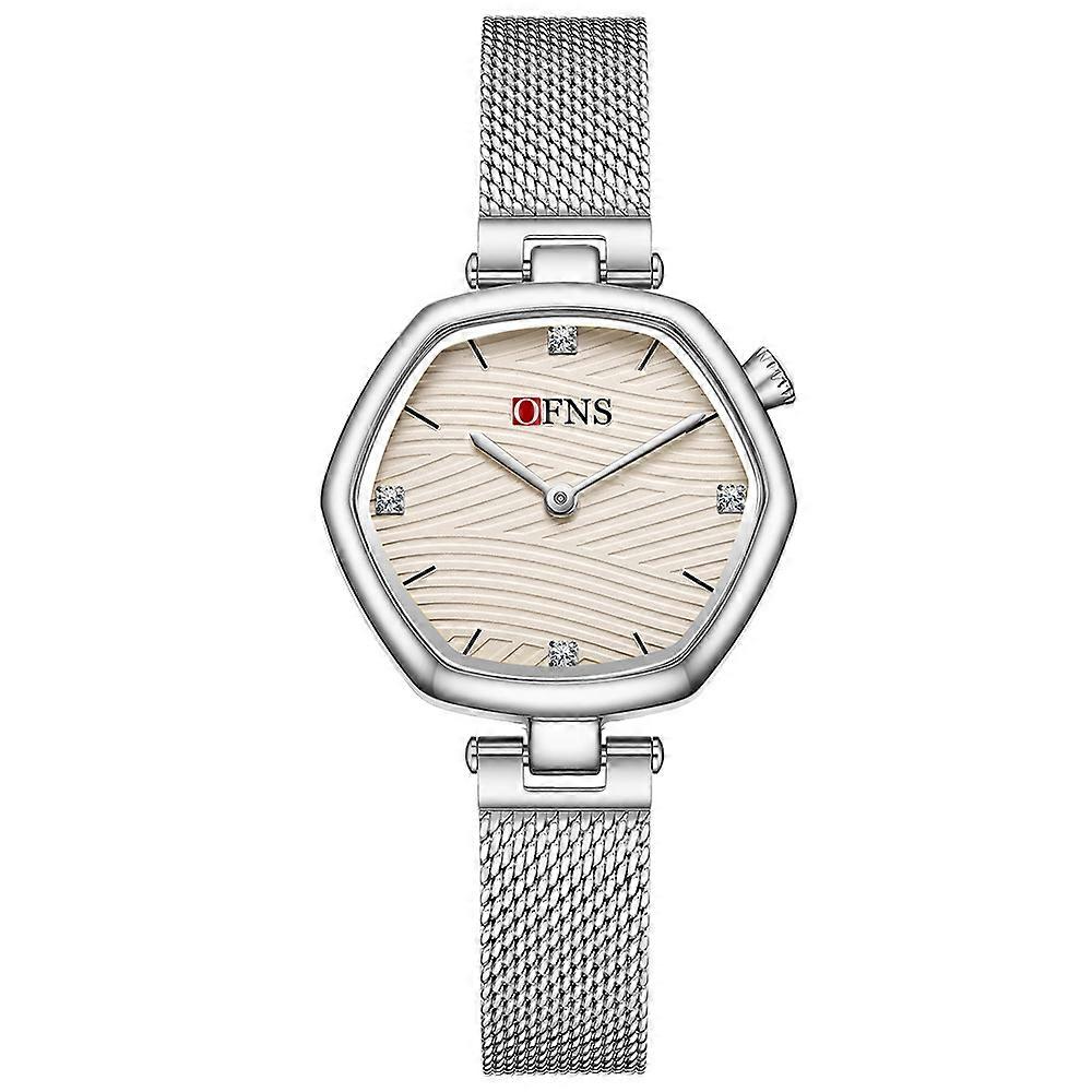 Watch Hexagonal Case Silver Band Office Casual Evening