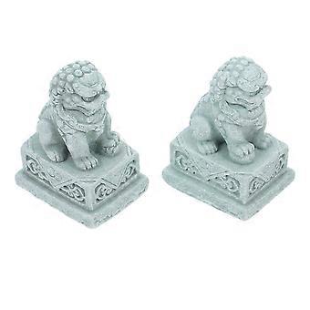Décoration de lion en résine pour aquarium, lot de 2 pièces, gris