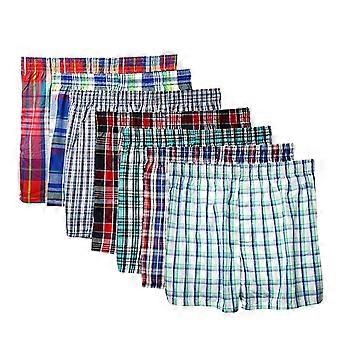 Men's Cotton Vintage Plaid Boxer Shorts, Button Fly Loose Comfortable Knickers, Breathable Sleep Home Underwear, Multiple Sizes
