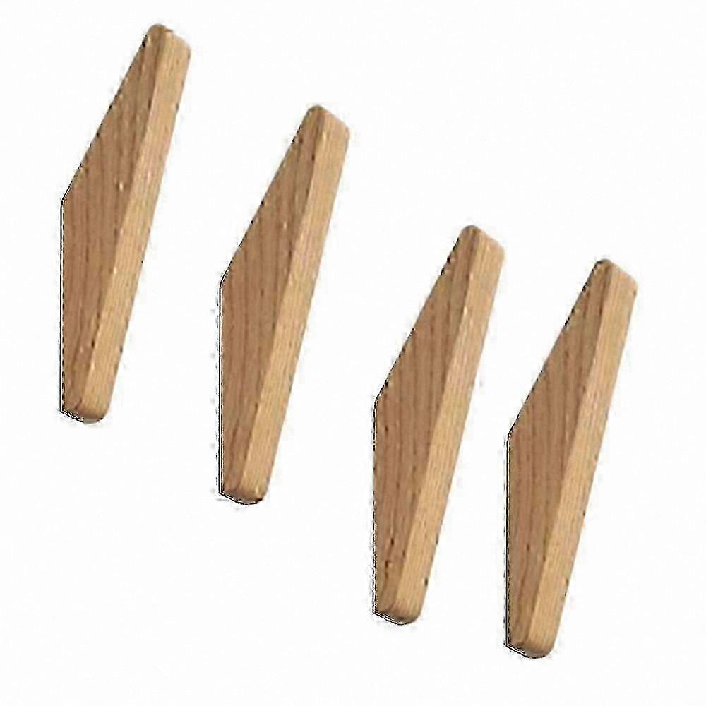 4-Pack Wooden Wall Hooks - Rustic Oak Coat and Hat Storage Solution for 2025