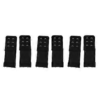 6pcs Women Comfortable Bra Extenders Elastic Extension Buckle Bra Lengthened Strap (2 Hooks, Black)
