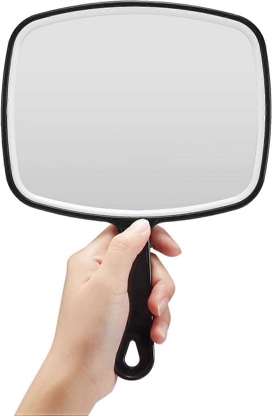 Handheld mirror, black handheld regular mirror with handle, square