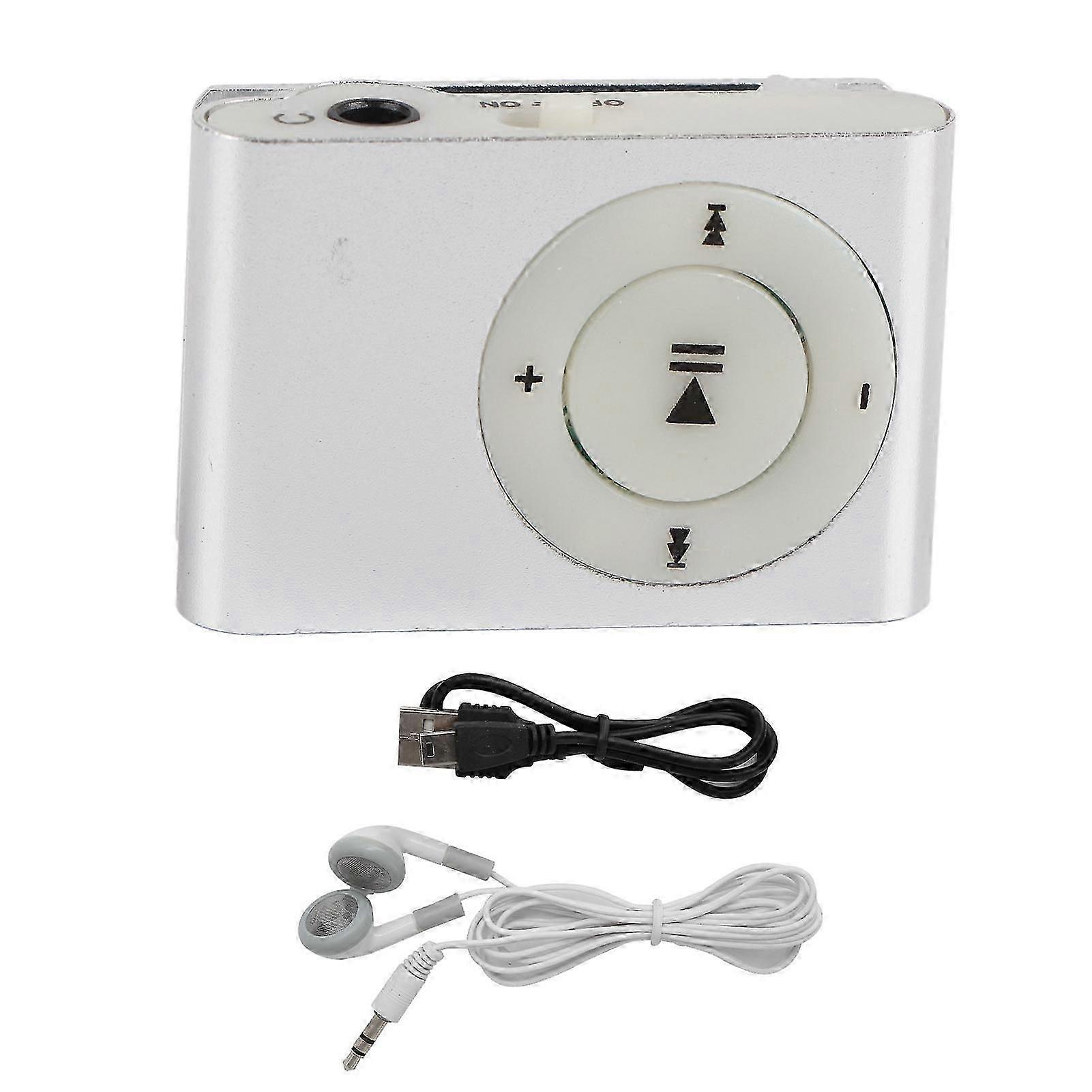Portable Mini MP3 Player with Back Clip, Earphone & USB Cable, Silver