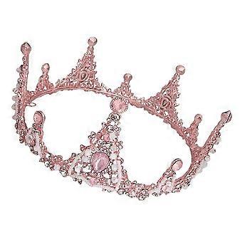 Corona de oro rosa, accesorios de disfraz con joyas para el cabello de aleación, sombrero de fiesta