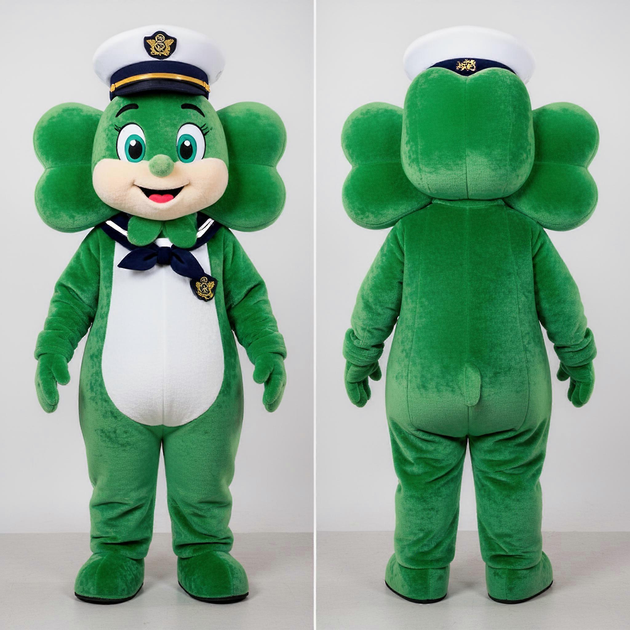MASTICOT Emerald Green Lucky Four Leaf Clover Mascot