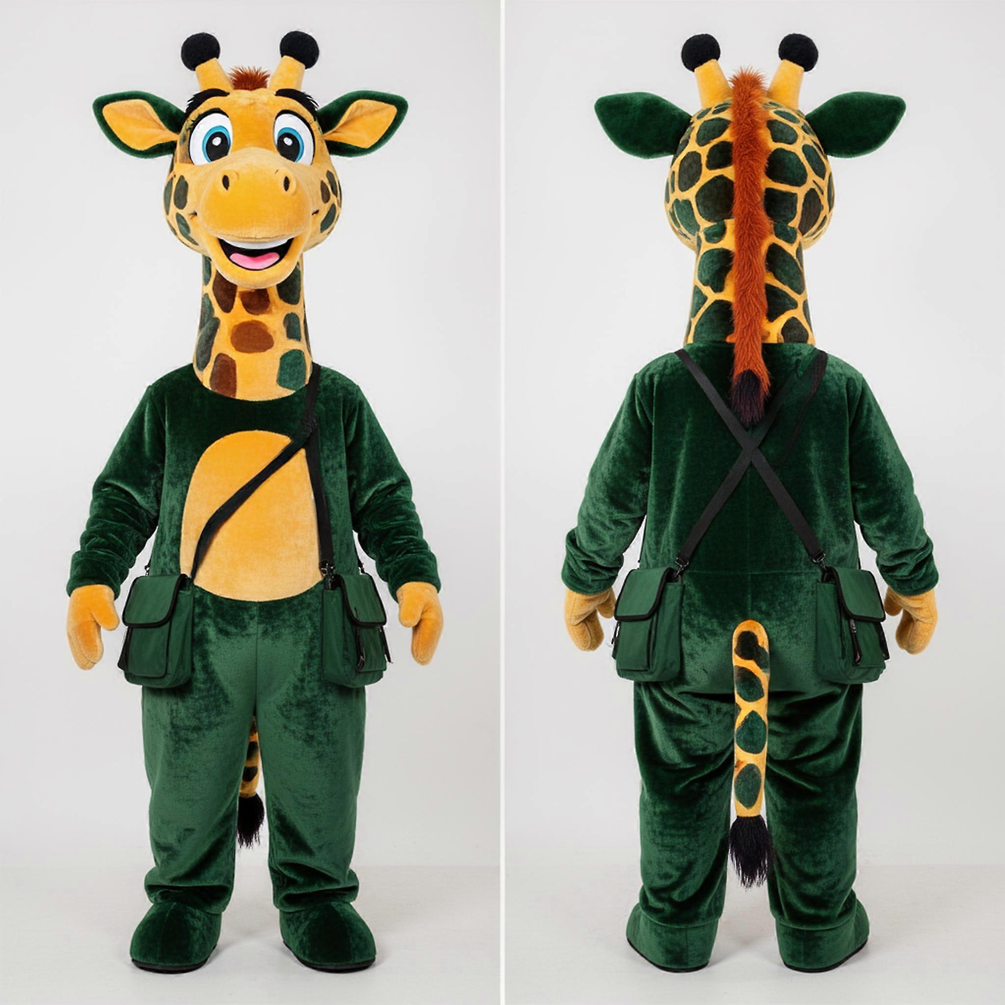 MASTICOT Forest Green Velvety Giraffe Mascot