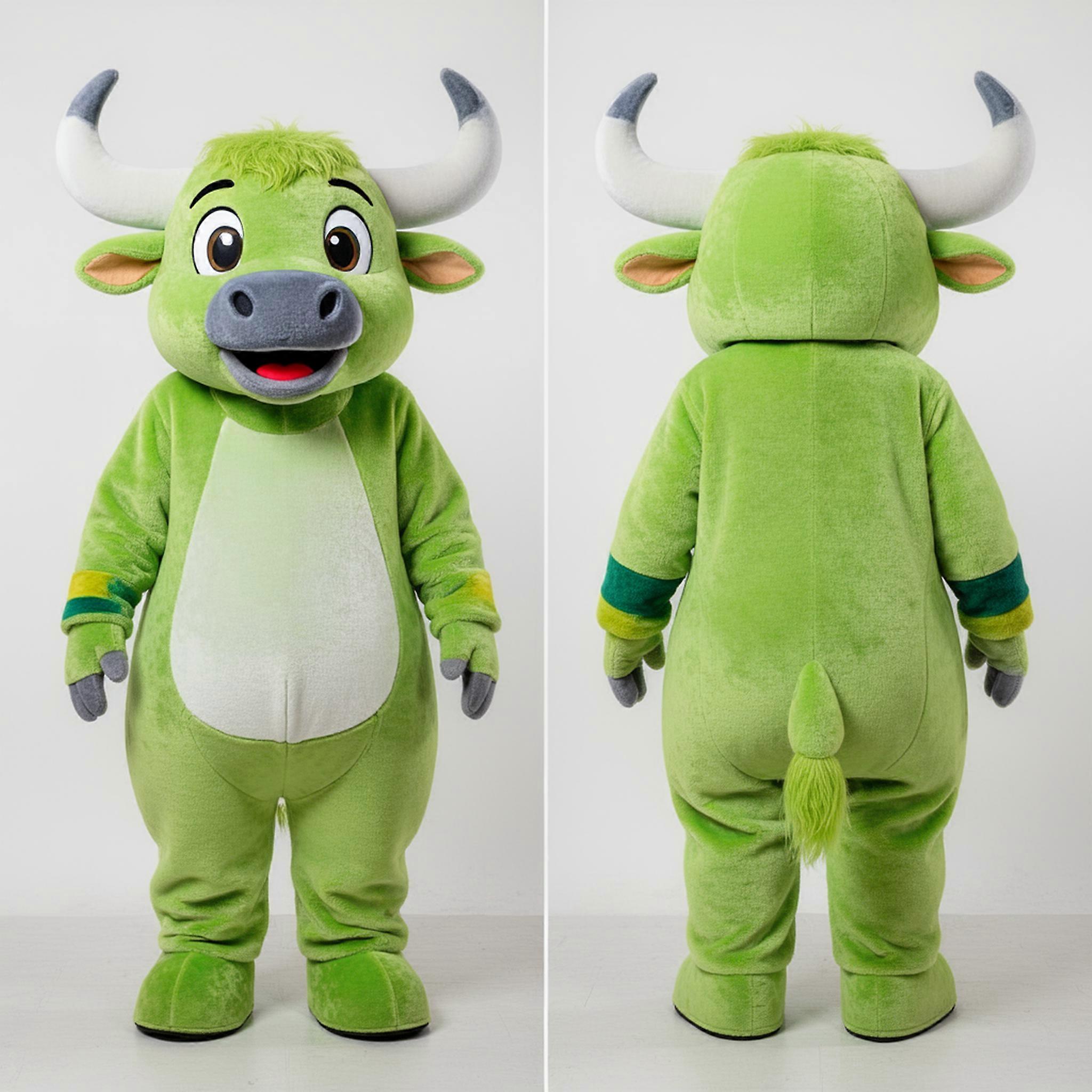 MASTICOT Lime Green Cuddly Yak Mascot