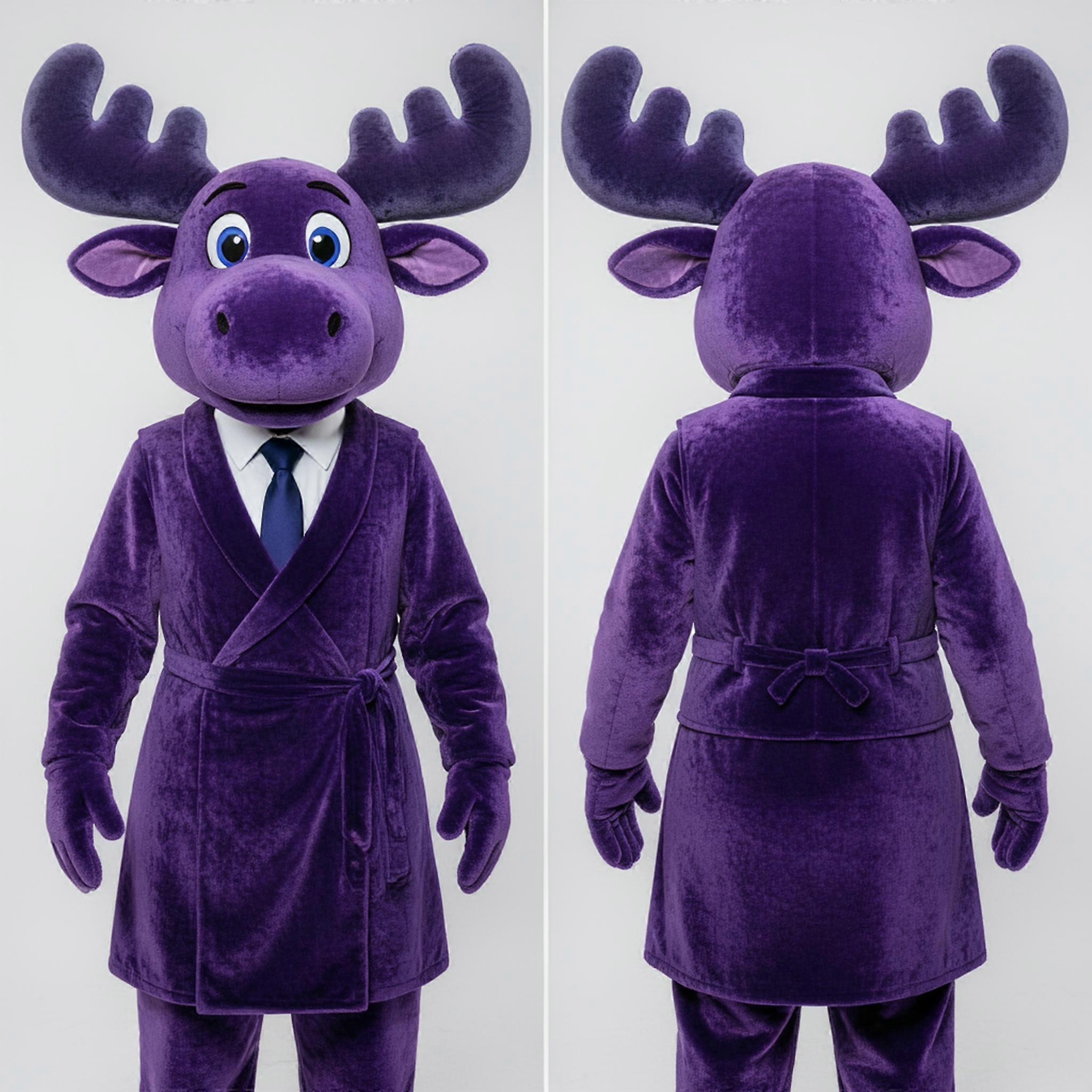 MASTICOT Purple Velvety Dressed Moose Mascot