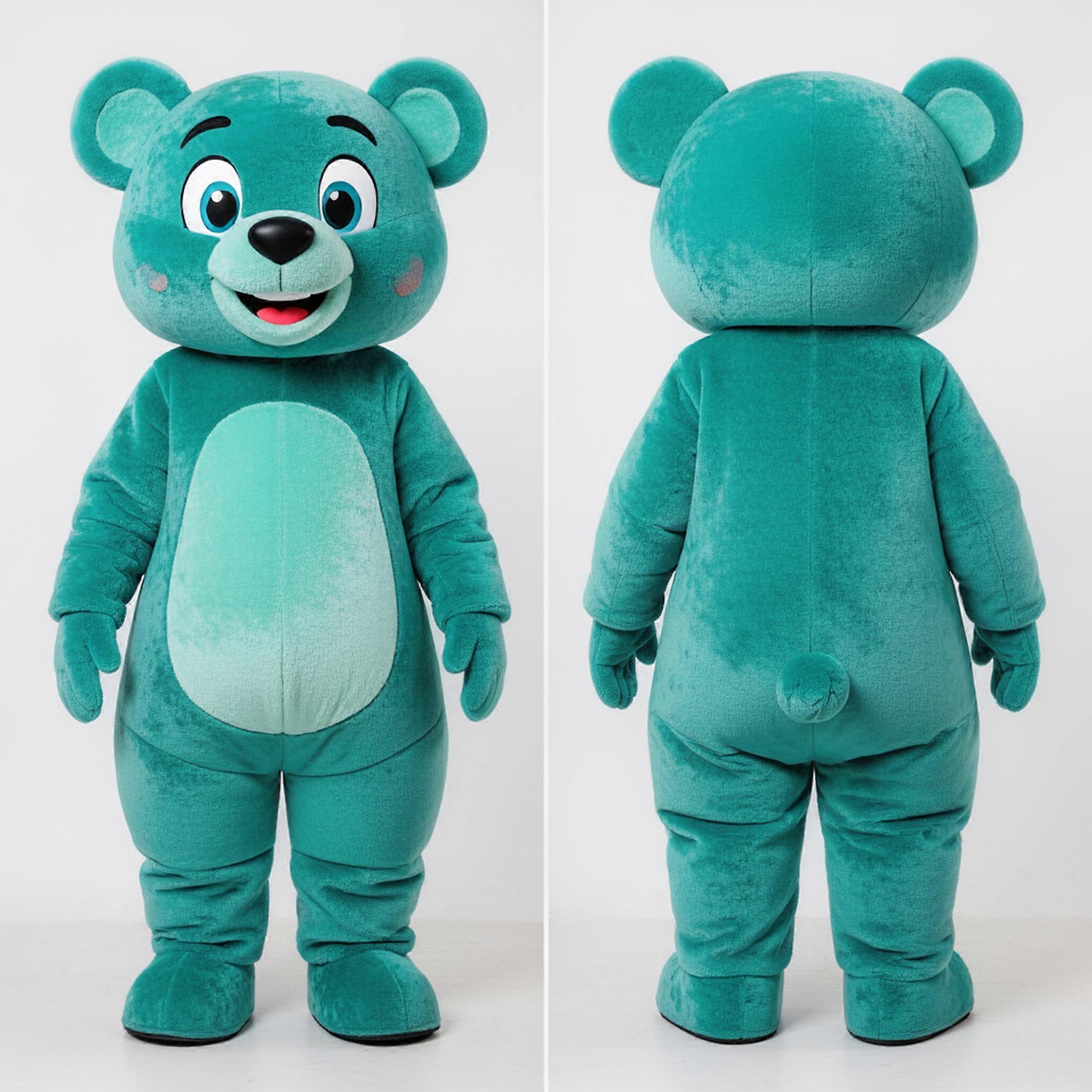 MASTICOT Teal Cartoon Bear Mascot