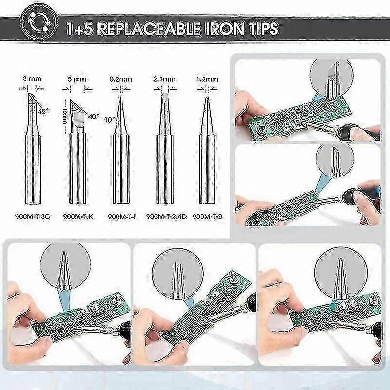 80W Soldering Iron Adjustable Temperature 200~450C LCD Display Ceramic Heating On/Off Switch