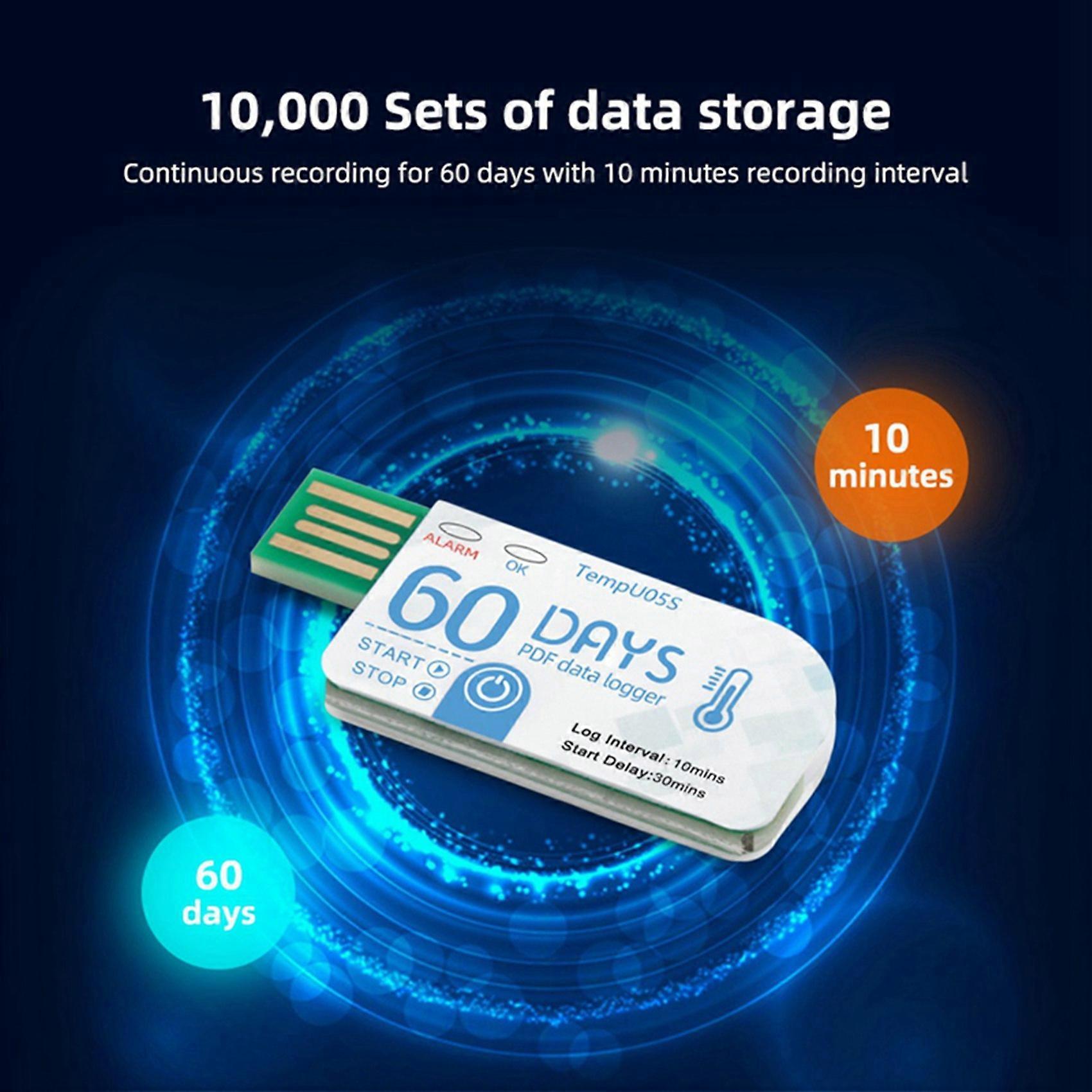 4Pcs TempU05s USB Temperature Data Logger 60 Day Single Use Temperature Analyzer PDF Report USB Temperature Logger