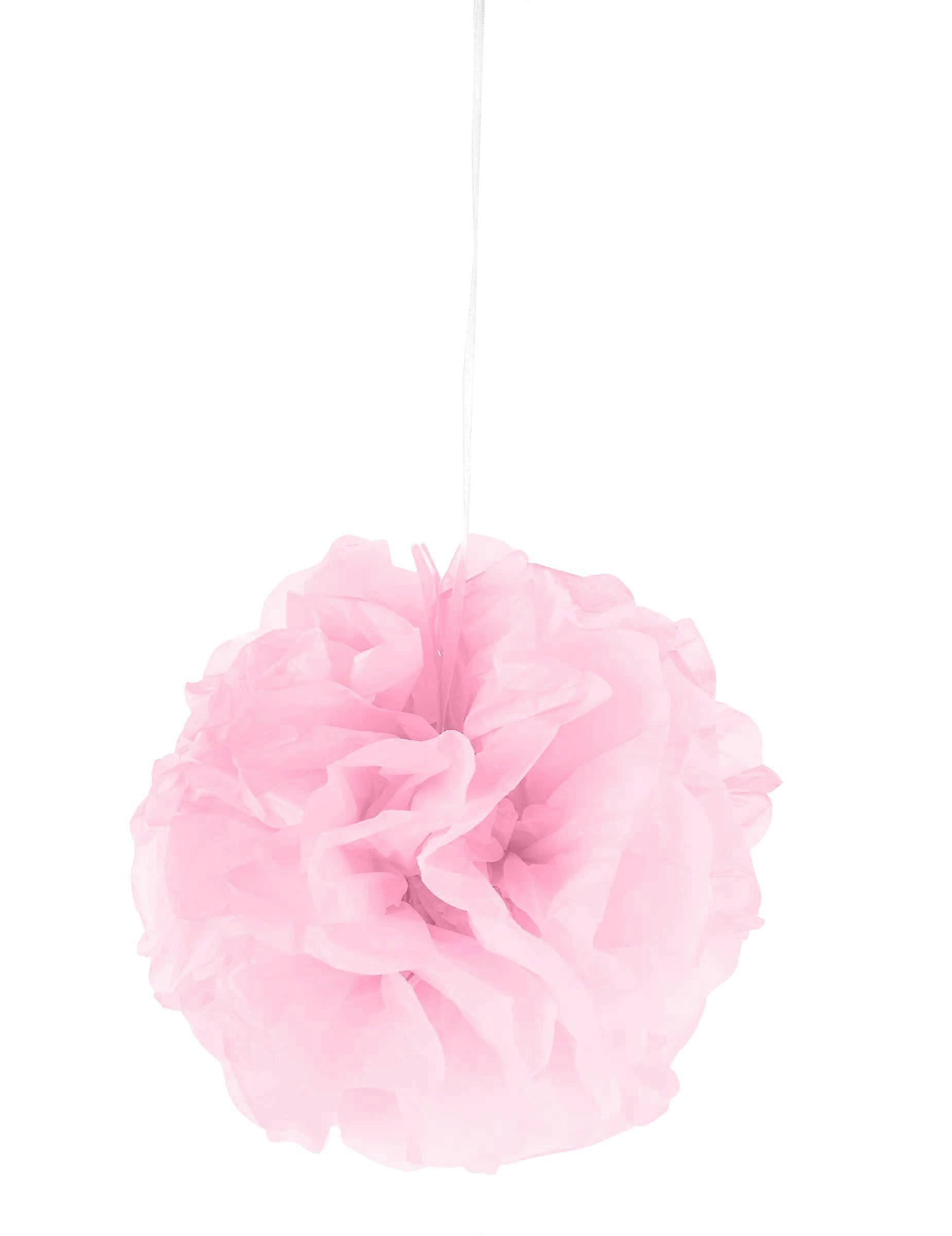 Pink paper hanging pompom 25 cm