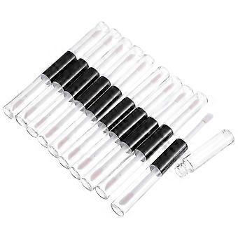 10Pcs Black Double Ended Lip Gloss Tubes, Plastic Empty Cosmetic Containers with Rubber Stoppers for DIY Lipstick, Lip Oil and Travel Storage
