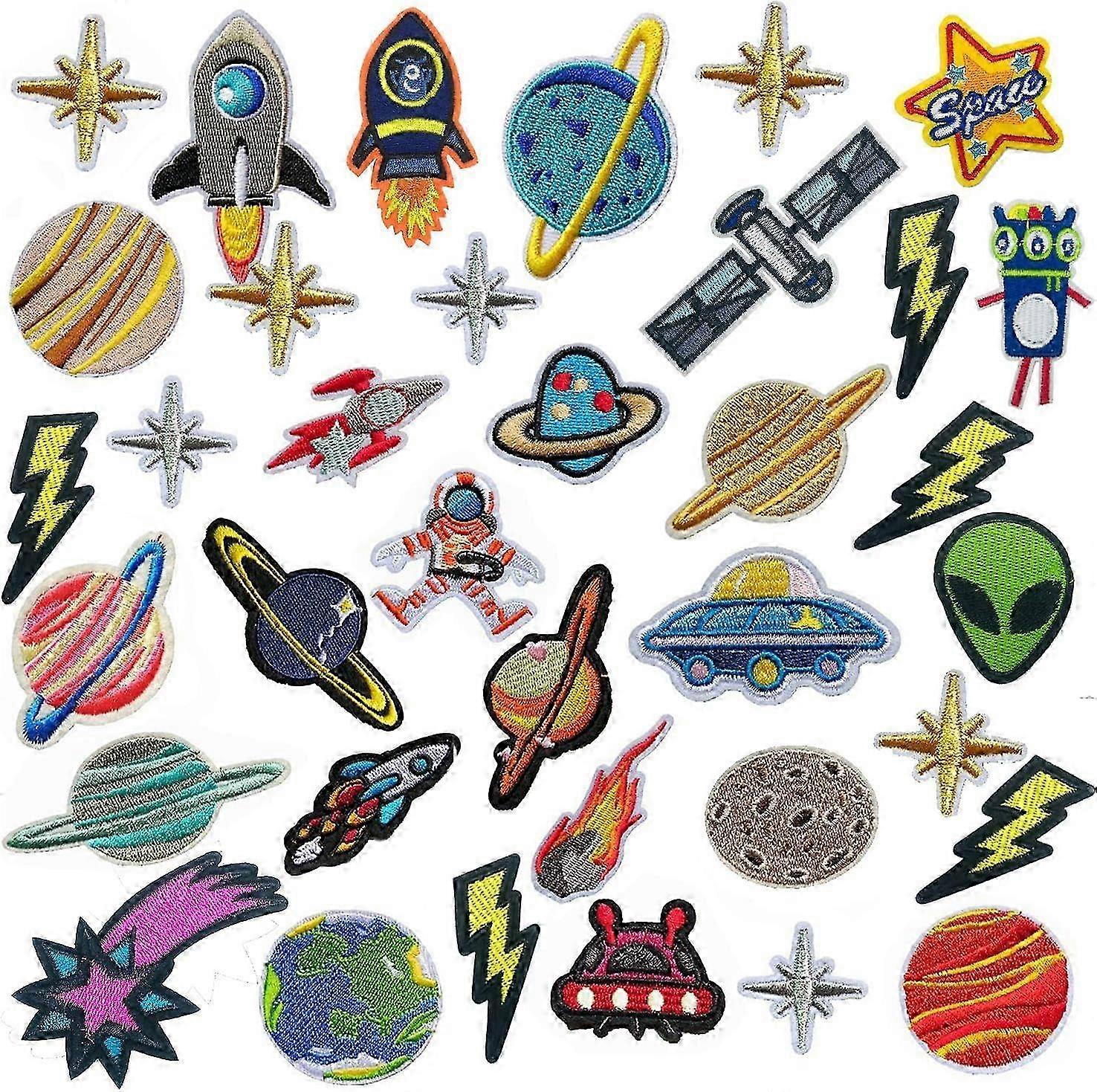 35pc Space Program Iron-On Embroidery Patches