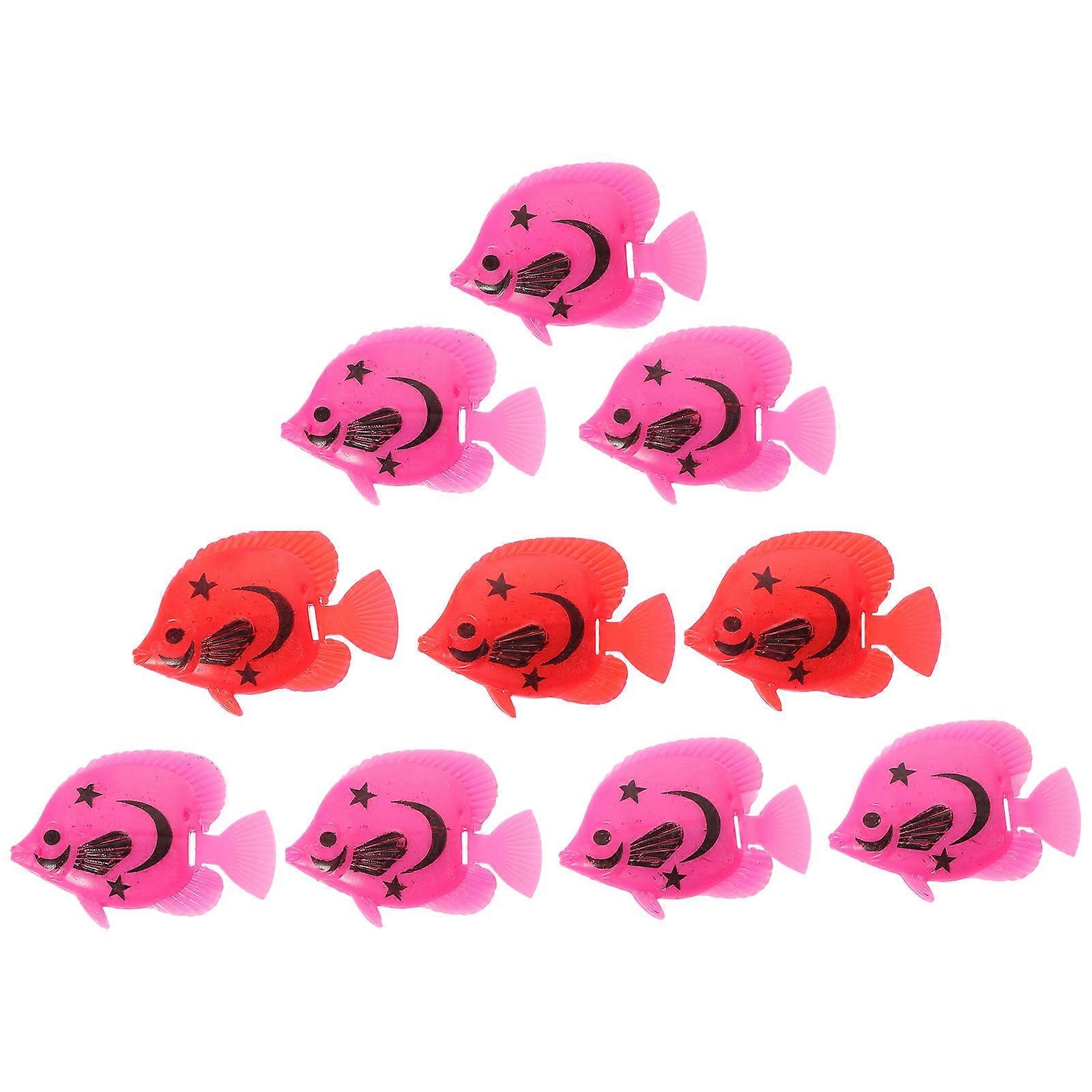 10Pcs Plastic Fish for Aquarium Decoration Assorted Color Pattern