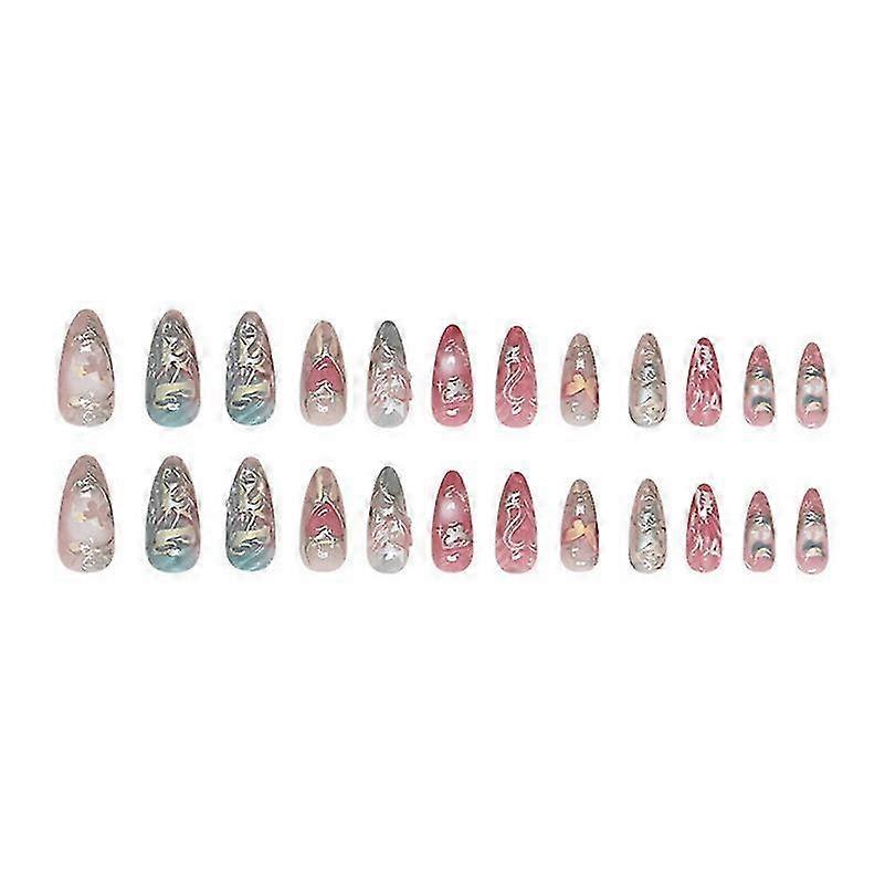 Gradient Heart Embossed Press On Nails