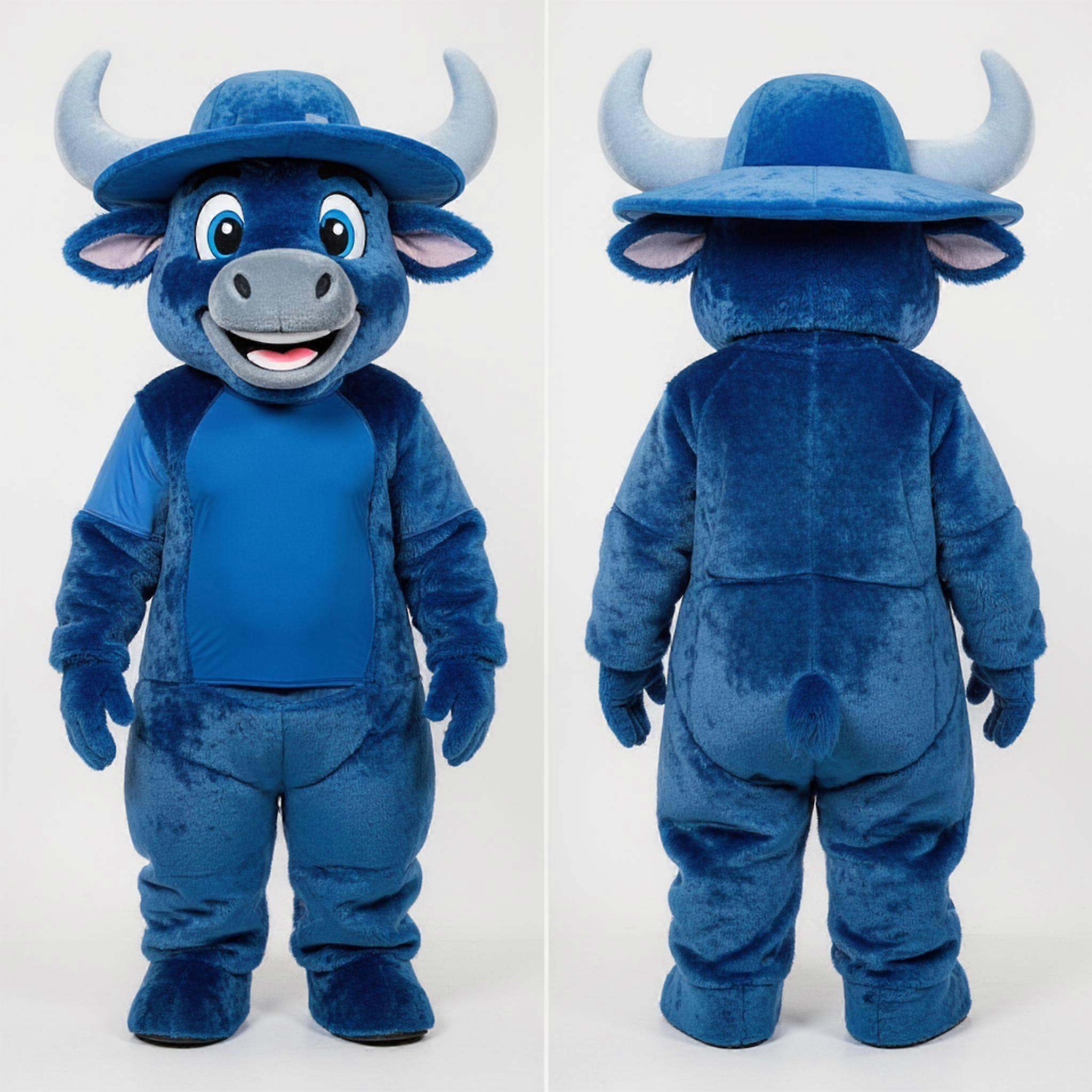 MASTICOT Soft Blue Fluffy Yak Mascot