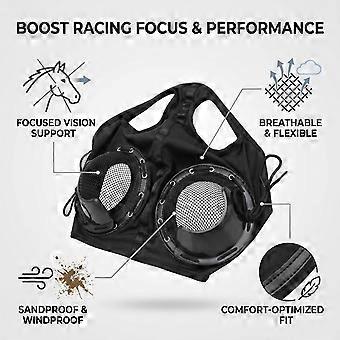 Horse Eye Cover Wind Proof Sand Proof Breathable Comfortable Horse Blinders for Focus Aid Racing Equipment Black
