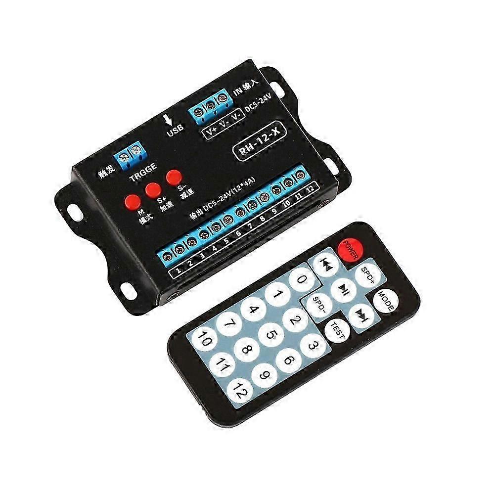 DC5-24V 12-Channel LED Controller Programmable Single Color RGB Controller with RF Remote ControlSNNGV