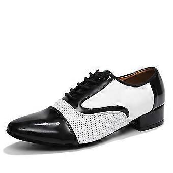 Scarpe da ballo standard da uomo con punta affusolata in pelle, tacco basso, scarpe da ballo professionali per interni, 2,5 cm.