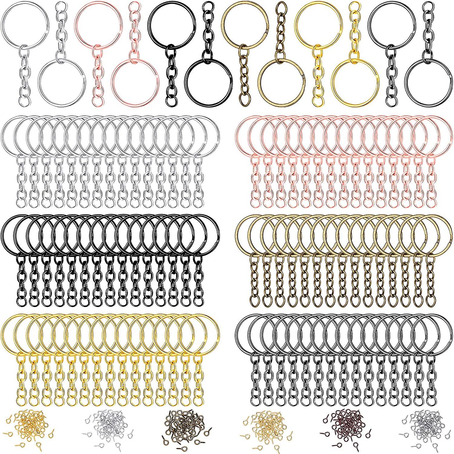 360 Pieces Keychain Rings for Crafts Including 90 Pieces Keychain Rings with 90 Pieces Open Jump Rings Connectors 180 Pieces Small Screw Eye Pins Hook
