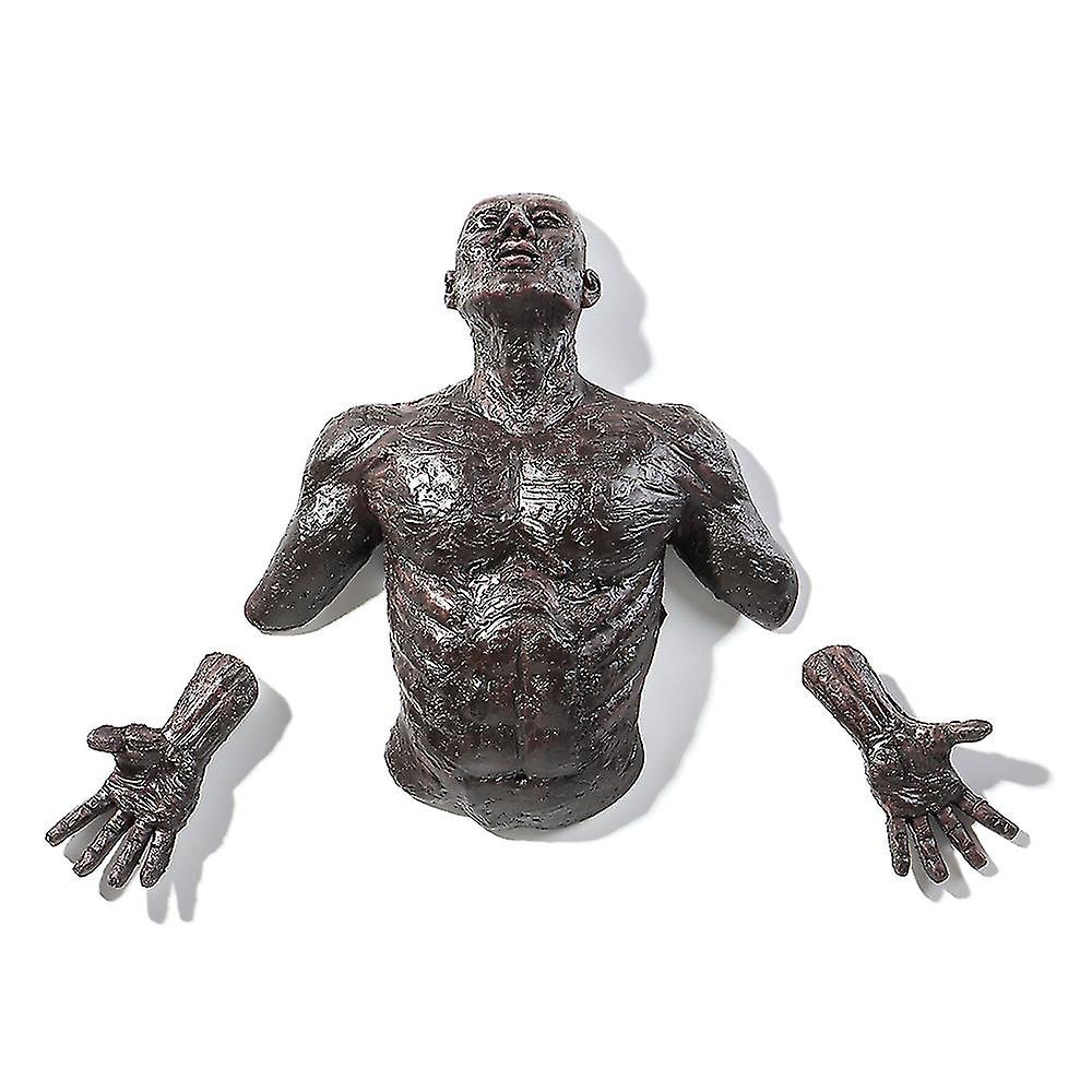 Modern 3d Through The Wall Figure Resin Sculpture Home Ornament Statue