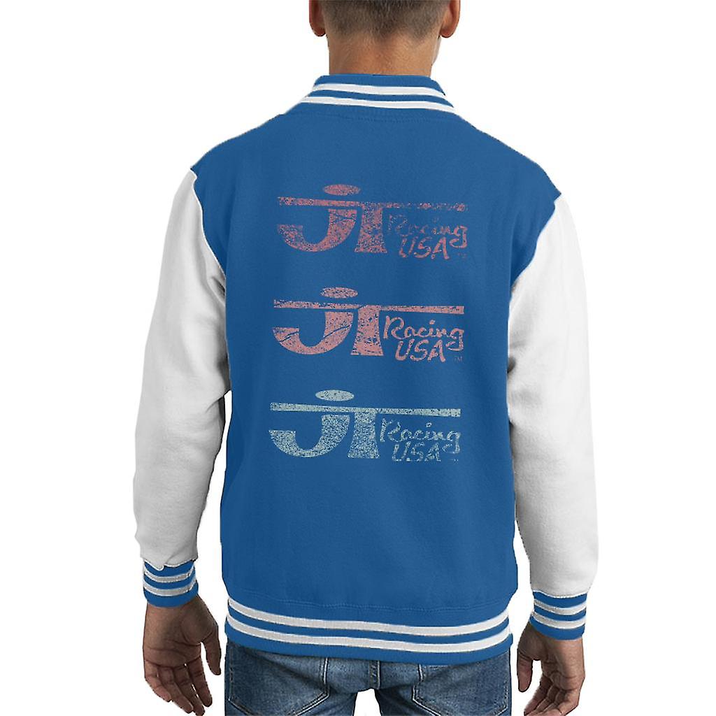 JT Racing Faded Trio Of Logos Kid's Varsity Jacket