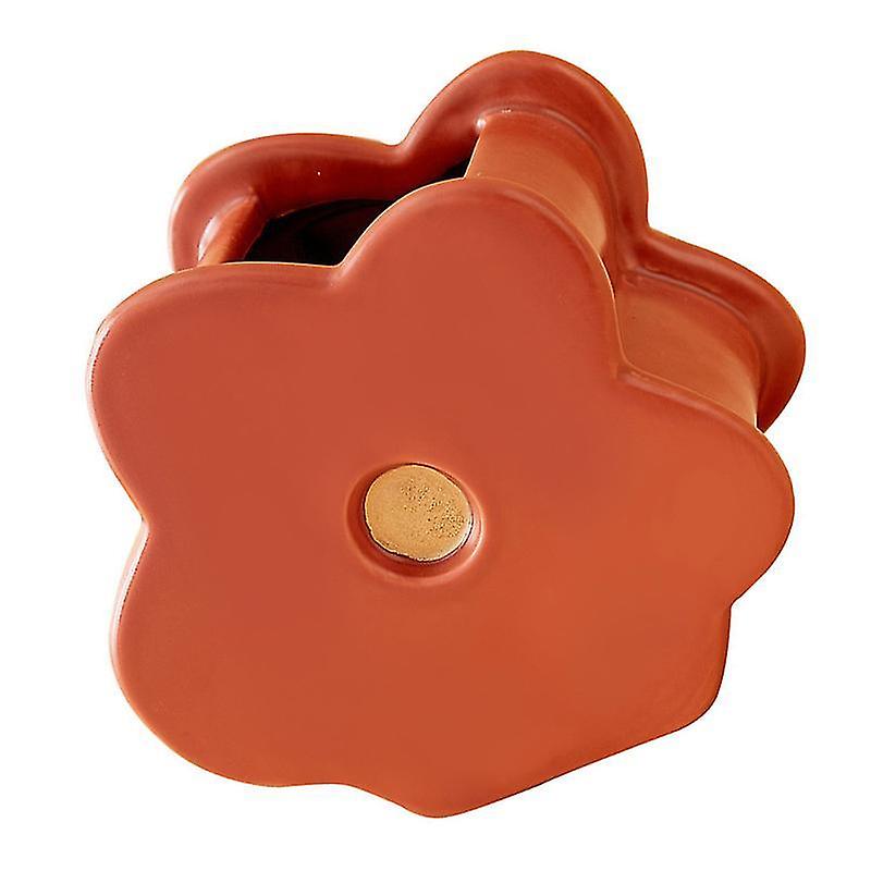 12.3X11x6cm Dark Red Vases 1pc Ceramic Vase Adornment Desktop Vase Decor Lovely Flower Container Ado