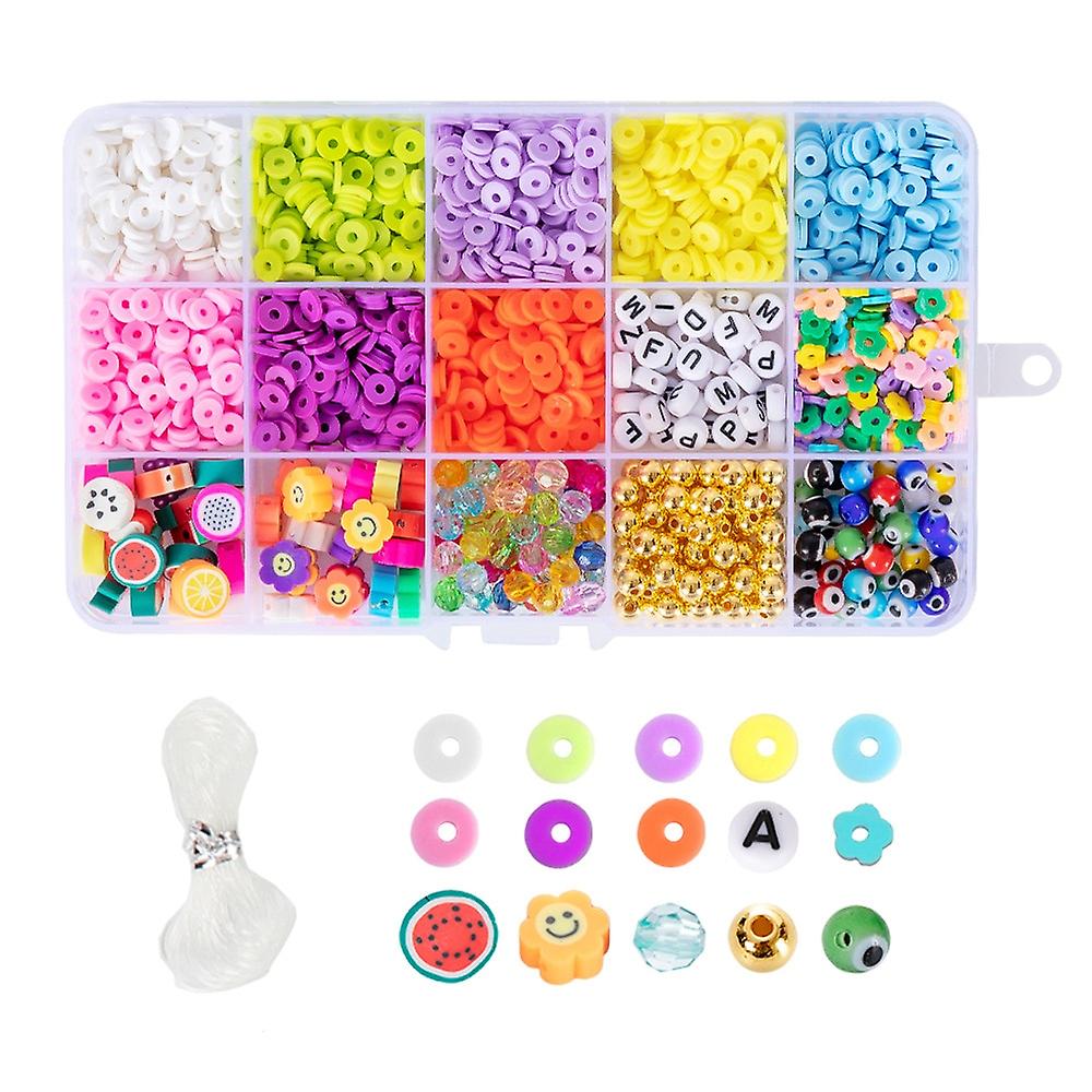 6mm Polymer Clay Beads Set Diy 24 Rainbow Color Flat Chip Beads For Boho Bracelet Necklce Making Letter Beads J